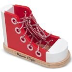 wood lacing sneaker – shoe tying practice for kids & lacing activity