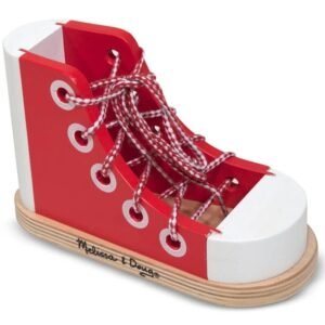 wood lacing sneaker – shoe tying practice for kids & lacing activity