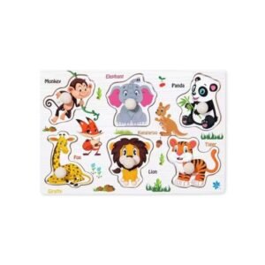 wooden fruits peg puzzle board