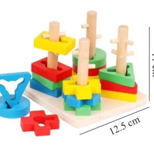 Wooden Toy Geometric Four Column