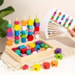 column sequencing puzzle with lacing (wooden)