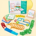 wooden sticks and rings pattern making puzzle game