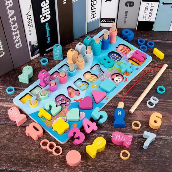 wooden 5in1 fishing learning log board wooden 5in1 fishing learning log board