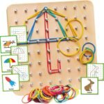 wooden geometry geoboard pattern rubber band kit