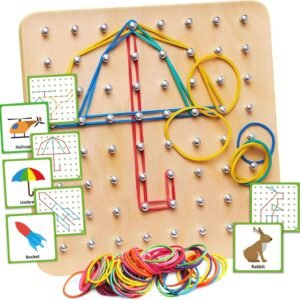 wooden geometry geoboard pattern rubber band kit