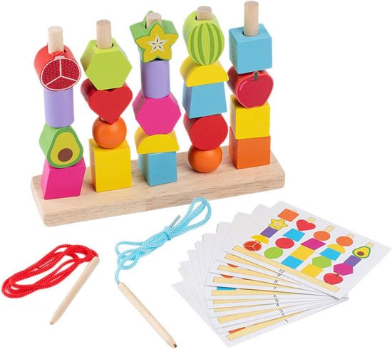 wooden montessori fruits sequence with lacing pattern wooden montessori fruits sequence with lacing pattern