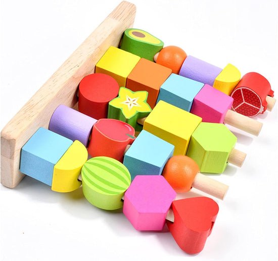 wooden montessori fruits sequence with lacing pattern wooden montessori fruits sequence with lacing pattern