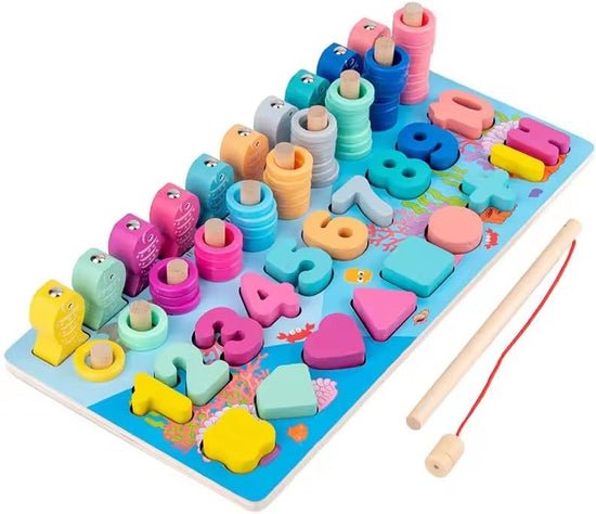 wooden 5in1 fishing learning log board wooden 5in1 fishing learning log board