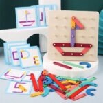 montessori nail board jigsaw wooden puzzle blocks